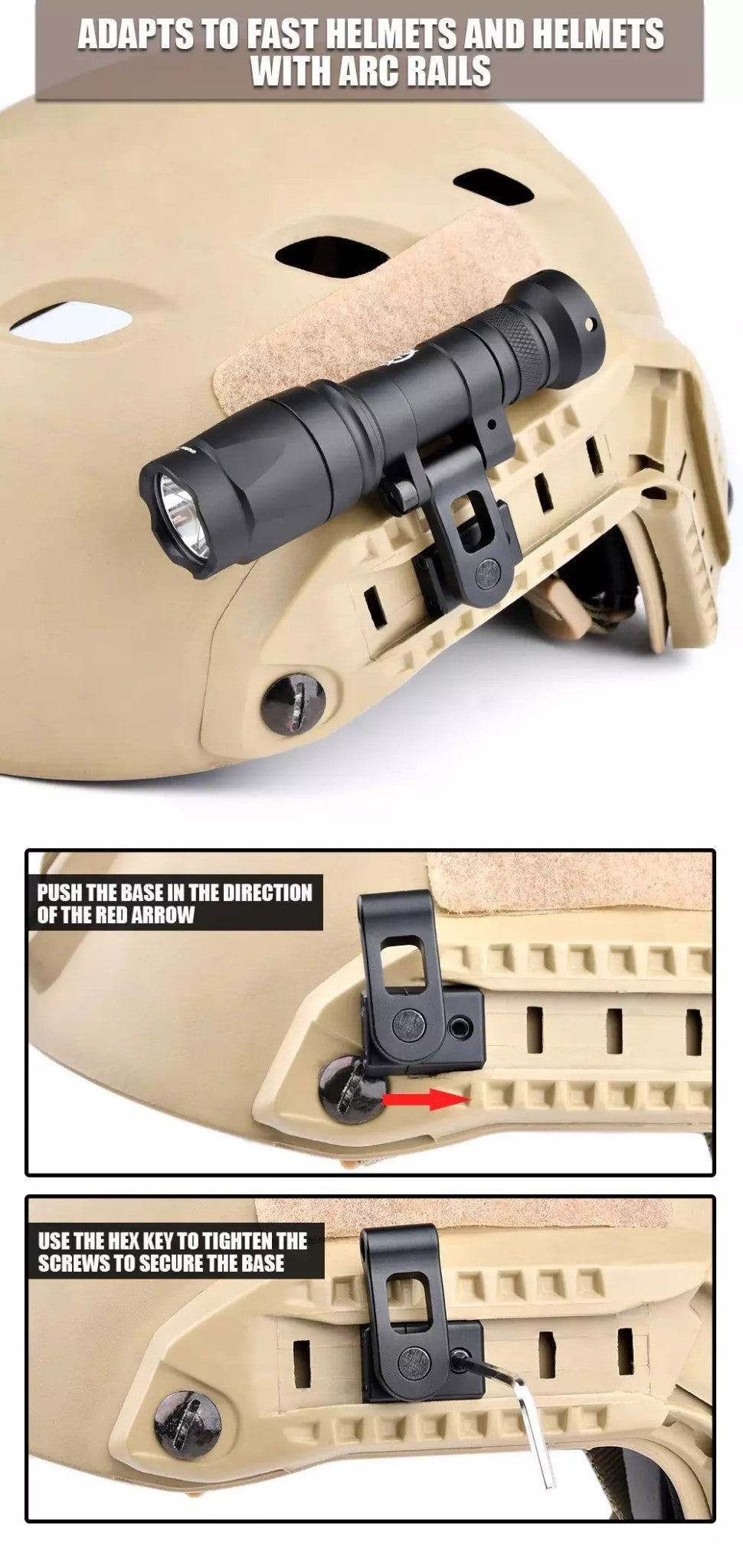 WADSN S&S M-Ax Mount for SF Pro Flashlight on Helmet Rail (WD02037) - APEXTAC GEAR
