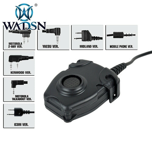 WADSN Peltor Style PTT Push to Talk Device - BLACK (WZ112) - APEXTAC GEAR