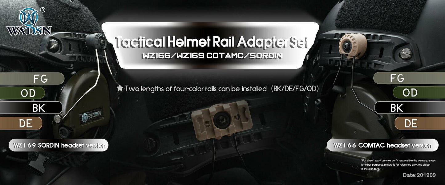 WADSN Tactical Helmet Rail Adapter Set for SORDIN Series - BLACK (WZ169) - APEXTAC GEAR