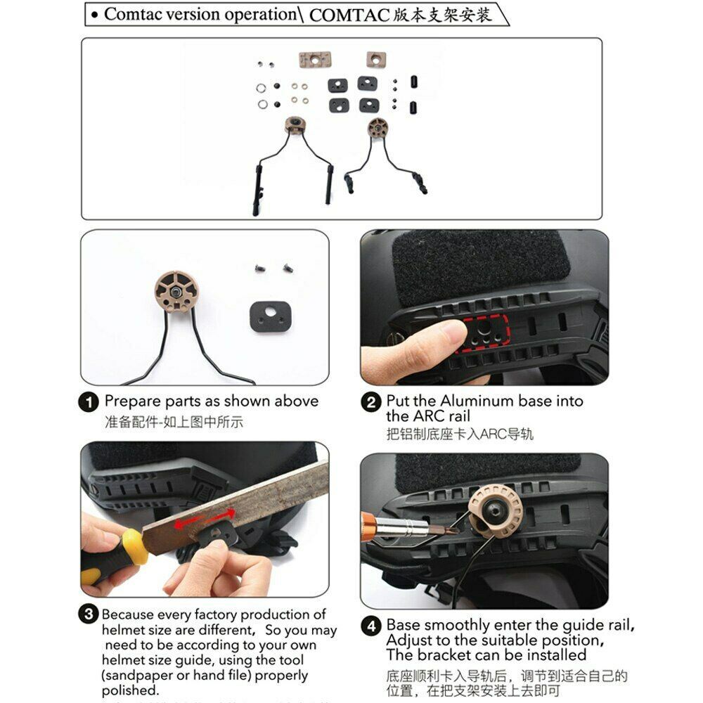 WADSN Tactical Helmet Rail Adapter Set for SORDIN Series - BLACK (WZ169) - APEXTAC GEAR