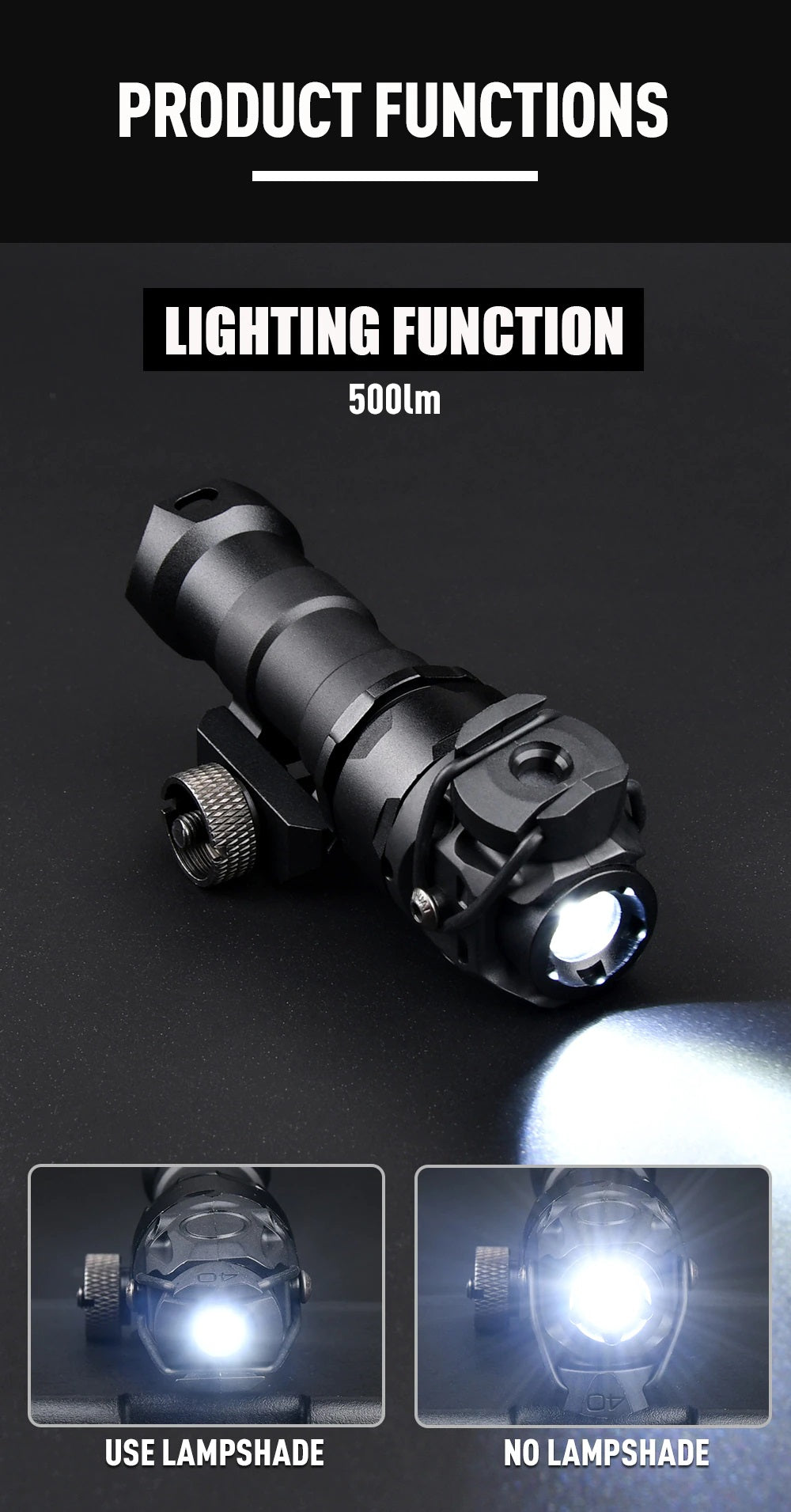 WADSN KIJI K1-10 Tactical Rail Mount Flashlight illumination Scout Light - WHITE - APEXTAC GEAR