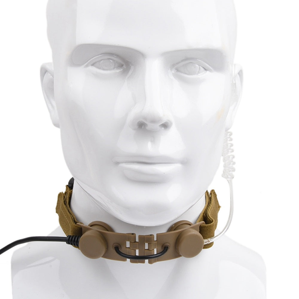 WADSN Tactical Throat Mic Headset with Tube Earpiece - TAN - APEXTAC GEAR