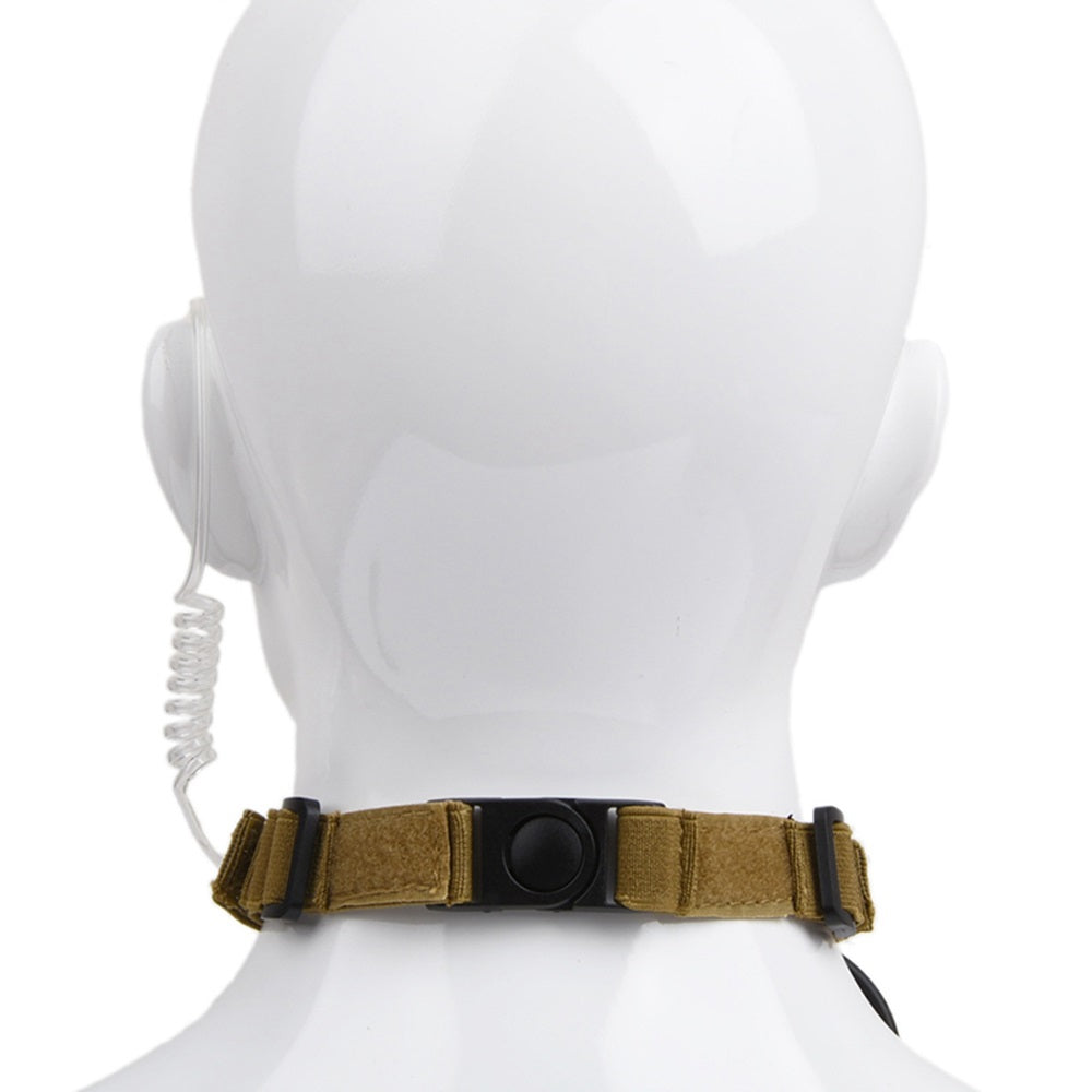 WADSN Tactical Throat Mic Headset with Tube Earpiece - TAN - APEXTAC GEAR