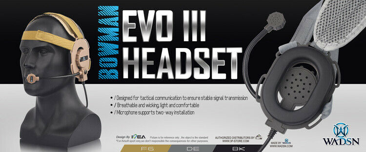 WADSN Bowman Evo III Style Tactical Headset  - BLACK (WZ029) - APEXTAC GEAR