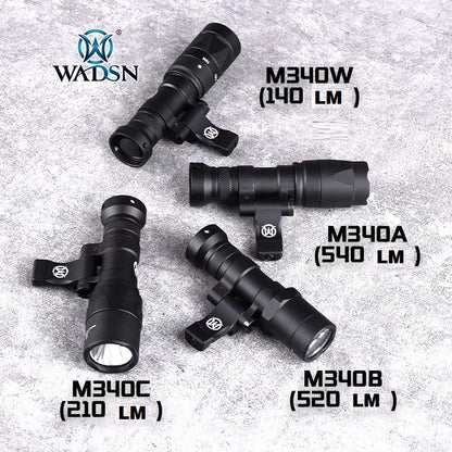 WADSN M340W Scout Light PRO Rail Mount LED Flashlight w/ Strobe BLACK (WD04057) - APEXTAC GEAR
