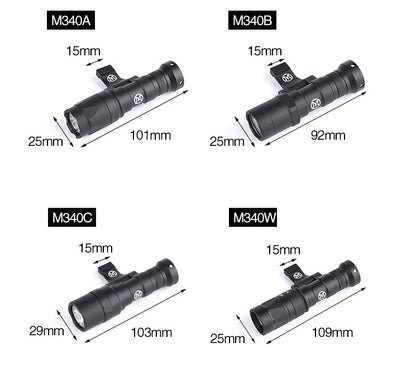 WADSN M340W Scout Light PRO Rail Mount LED Flashlight w/ Strobe BLACK (WD04057) - APEXTAC GEAR