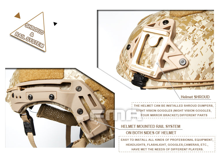 FMA TWF Tactical EXF Ballistic Helmet (L/XL) - Digital Desert (TB1268A) - APEXTAC GEAR