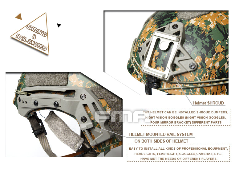 FMA TWF Tactical EXF Ballistic Helmet (L/XL) - MARPAT Woodland (TB1268A) - APEXTAC GEAR