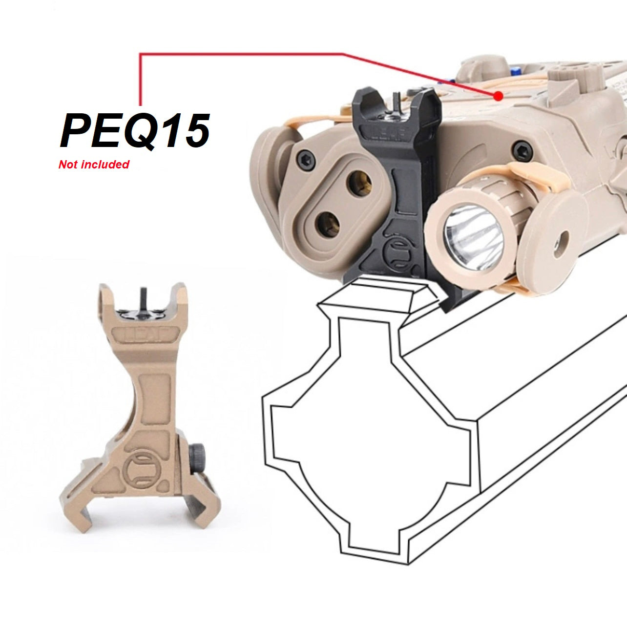 WADSN LEAF CNC Rail Mount Flip Back Up Sight for PEQ15 - APEXTAC GEAR
