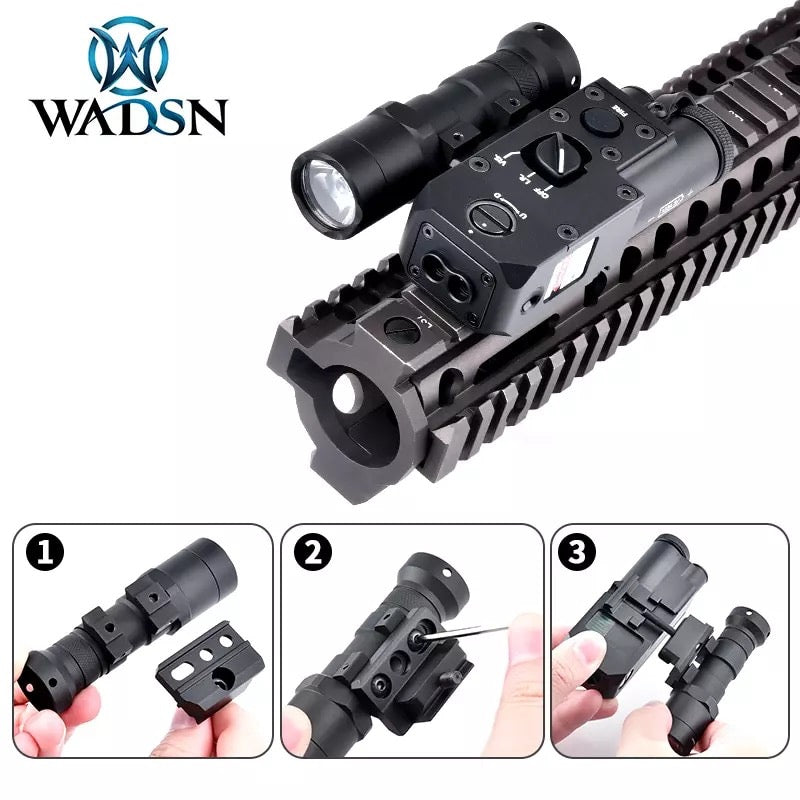 WADSN CQBL Close Quarters Battle Laser Aiming Unit w/ Flashlight Mount - TAN - APEXTAC GEAR