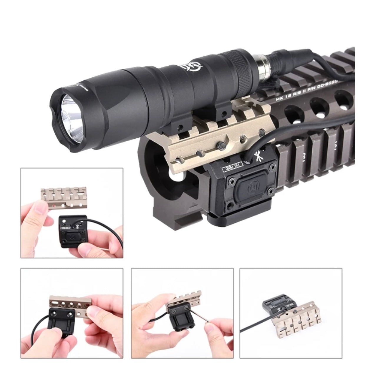 WADSN FUSION Mounting System Rail Flashlight Mount - BLACK (WD02020) - APEXTAC GEAR