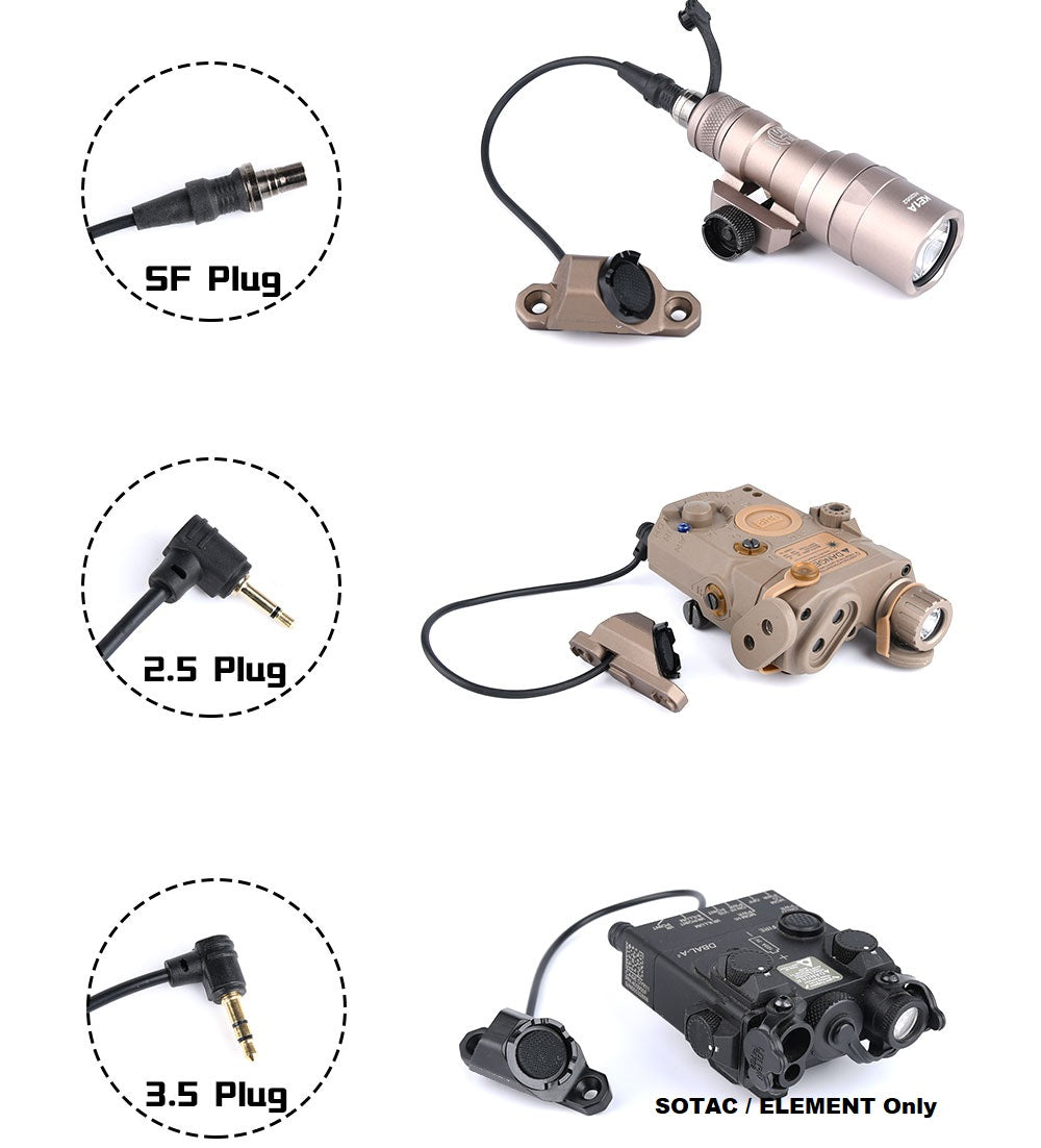 WADSN Hot Button M-LOK & Keymod Rail Mount Switch for Surefire Flashlight - TAN - APEXTAC GEAR