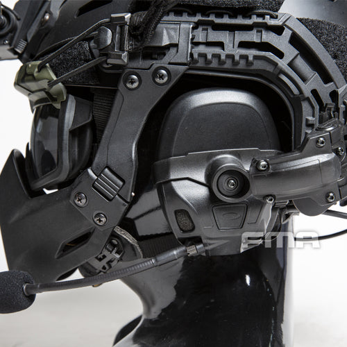 FMA FCS AMP Tactical Headset Communication Noise Reduction DSP Version - BLACK - APEXTAC GEAR