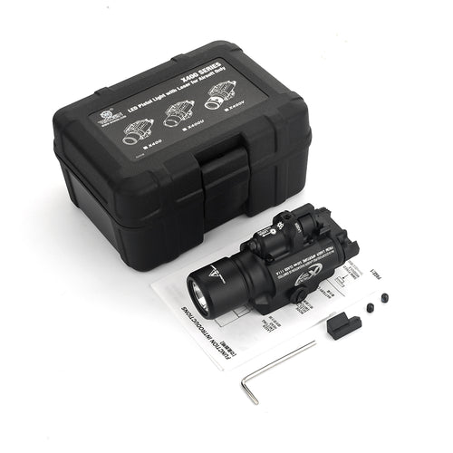 WADSN X400 Tactical LED Rail Mount Light w/ GREEN Laser - BLACK (WD04062) - APEXTAC GEAR