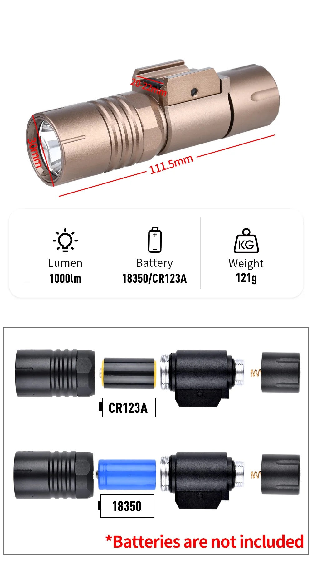 WADSN ML PLHv2 - PDW350 Light Package 2.0 Rail Mount Tactical Flashlight (WD04097) - APEXTAC GEAR