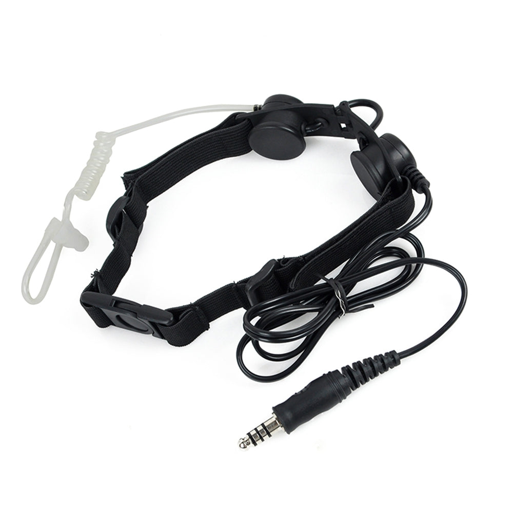 WADSN Tactical Throat Mic Headset with Tube Earpiece - BLACK