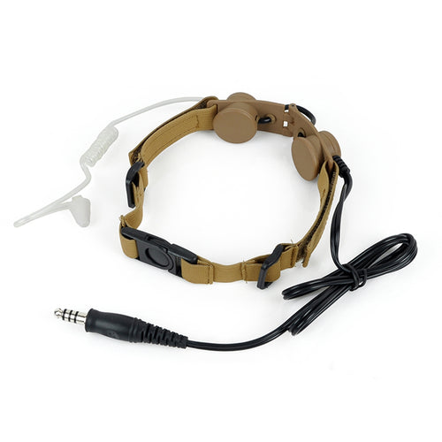 WADSN Tactical Throat Mic Headset with Tube Earpiece - TAN - APEXTAC GEAR