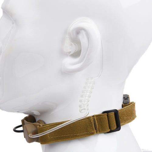 WADSN Tactical Throat Mic Headset with Tube Earpiece - TAN - APEXTAC GEAR