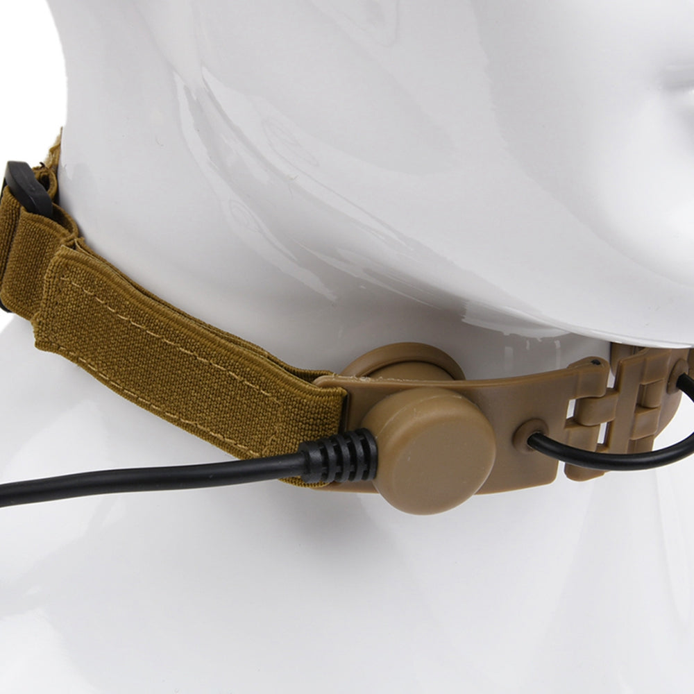 WADSN Tactical Throat Mic Headset with Tube Earpiece - TAN - APEXTAC GEAR